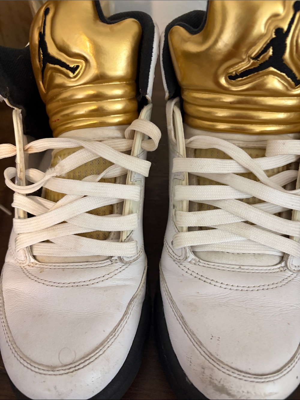 Jordan Women’s White and Gold High-Top Basketball Sneakers